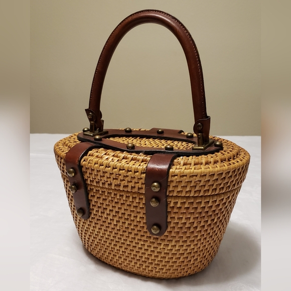 John Romain 1960s Wicker Basket Purse Nantuckett - Picture 2 of 8